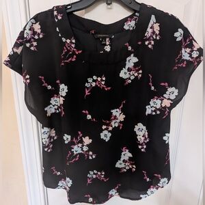 Banana Republic Black Blouse with Floral Print